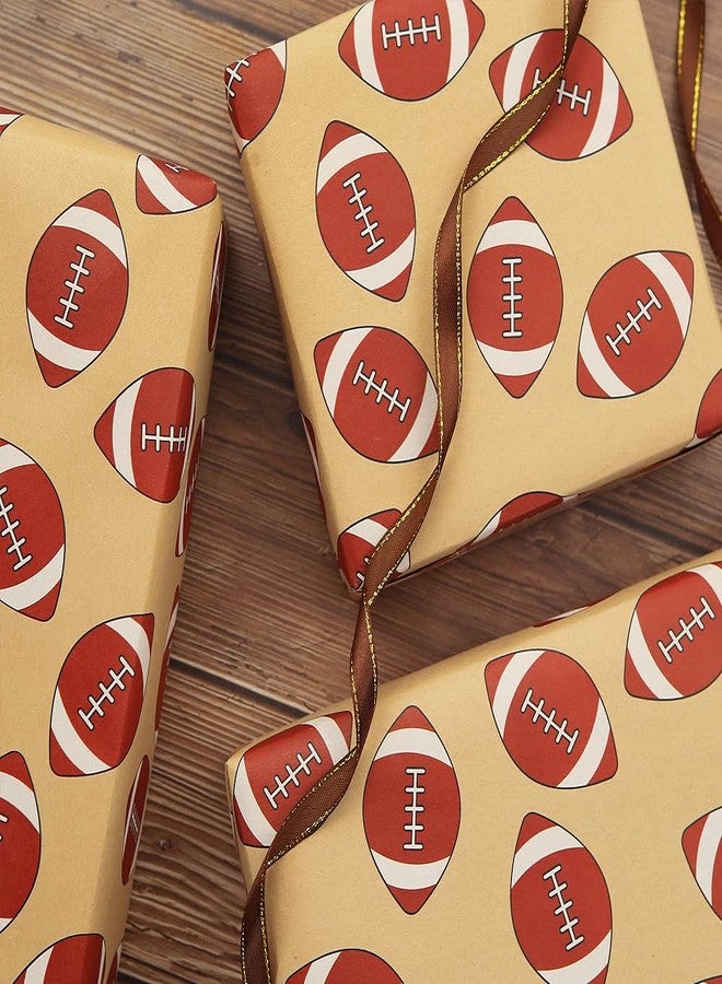 Geluode Rugby Ball Wrapping Paper, 4 Sheets Football Wrapping Paper for Men Boys Kids 28x20 Inches, Brown Sports Rugby Gift Wrap Paper for Sport Events Wedding Birthday Party - Image 4